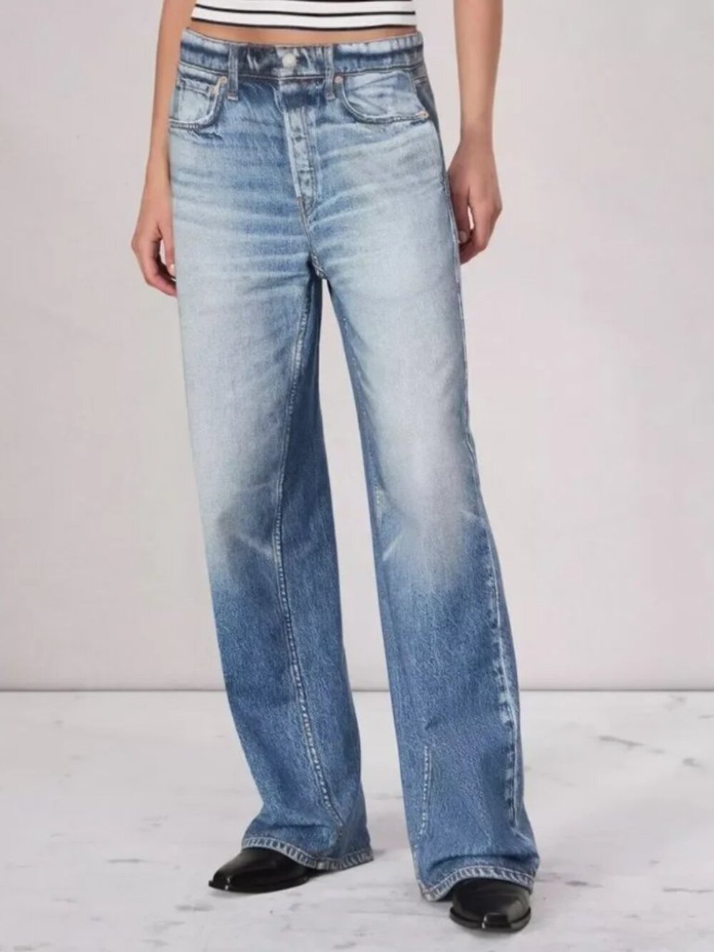 NEW NWT! MILA ROSABELLA SWEATPANT JEANS STRETCH KNIT WIDE STRAIGHT HIGH RISE XL